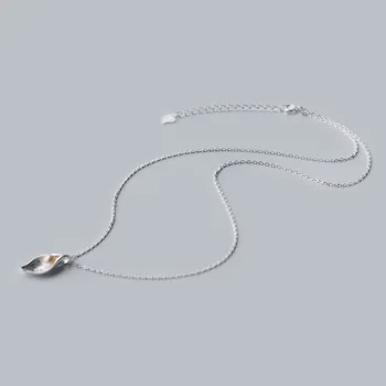MloveAcc Marca 925 Sterling Silver Formă de Frunze Design Unic Pearl Colier Stil Boem de Bijuterii pentru Femei stil Retro