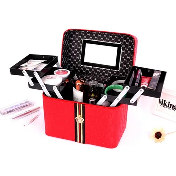 Capacitate de patru coreean sac de cosmetice multifuncțional portabil multi-strat cosmetice cutie de depozitare simplă cutie în stoc