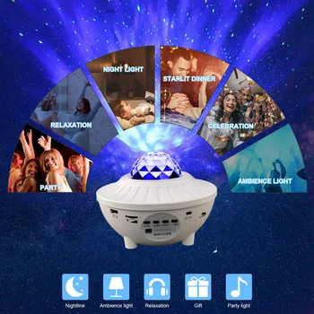 Sterrenhemel Proiector Activat LED-uri Cer Înstelat Proiector Star Proiector Lumina de Noapte Blueteeth Music Player USB Lampa de Proiecție