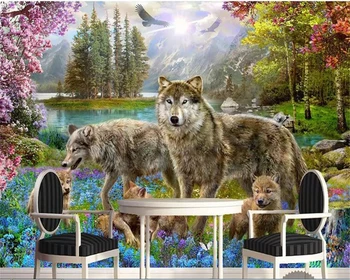 Beibehang tapet pădure Însorit grey wolf animal peisaj tapet camera copii papier peint murale 3d wallpaper 3d pe perete