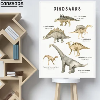 Băiatul Cameră Wall Art Print Dinozaur Panza Pictura Modular De Imprimare Loc De Joacă Poster Diagrama De Învățământ Imagine Pepinieră Decor Camera Pentru Copii
