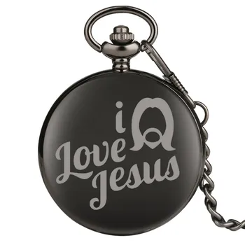 De epocă Cuarț Ceas de Buzunar Retro pentru Femei, Bărbați îl Iubesc pe Isus Serie de Cadouri pentru Ceas de Buzunar Atractiv Gros Lanț cu Cârlig