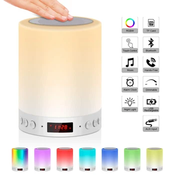 Portabile fără Fir Bluetooth Boxe Mini Player Touch Pat Colorată Lumina LED Noapte Lumină Lampă Noptieră pentru mai Bine Doarme
