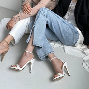 Glezna-Folie Sandale Femei cu Toc de Curea Cataramă Mici Cod 33Shoes Femeie din Microfibra de Moda Rochie de Moda Pantof 33-42size Pantof