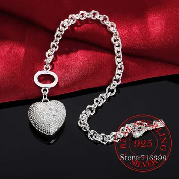 Argint 925 Brățară coreea Cristal Inima Farmecul Bratari & Bratari Lanturi Pentru Bărbați și Femei Bijuterii Fine Partid Cadou