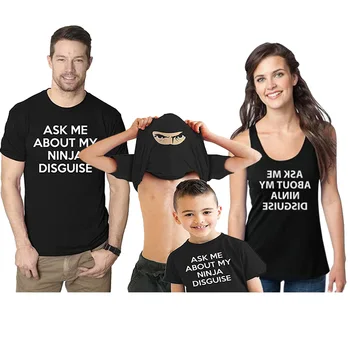 ÎNTREABĂ-MĂ DESPRE NINJA DEGHIZARE T-shirt T-Shirt Tee Masculin Feminin Amuzant Interior Grafic Tricou Familie Tricou Tatăl și Fiul Copii