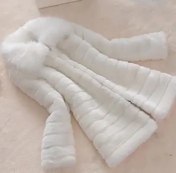 SĂ-STABILIREA De noi de iarna haină de blană faux blana de iepure blană de vulpe guler de blana lungi din piele pentru femei de mari dimensiuni haina