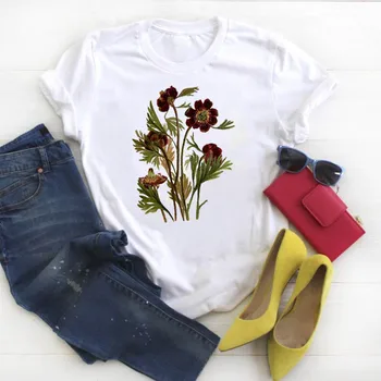 Femei Tricou Femei Florale de Vară de Plante Sălbatice Haine Femei Maneci Scurte Kawaii Teuri de Sus Grafice Imprimate Tricou Femei T-shirt