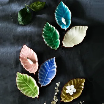 Japoneze Placa Ceramica De Colorat Frunze De Forma Placa Creativ Retro Porțelan Sushi Friptura Vas Placă Decorative Tacamuri