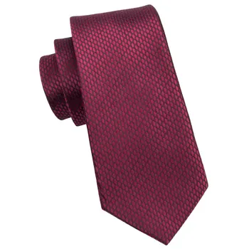 Hi-Cravata de Matase de Lux Bărbați Cravată Set Solid de Designer Roșu Închis Cravate pentru Bărbați Clasic de Afaceri de Moda de Nuntă Cravată și Butoni SN-1464