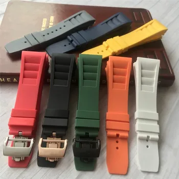 Top Moale de calitate, Importate Natura colorate din Cauciuc Siliconic 20mm Watchband Pentru Richard Ceas Mille bandă Curea catarama fluture
