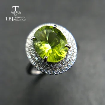 Tbj, Naturale Peridot ov8*10 concavă taie ,3ct peridot piatră prețioasă inel din argint 925 colorstone bijuterii cu cutie de cadou