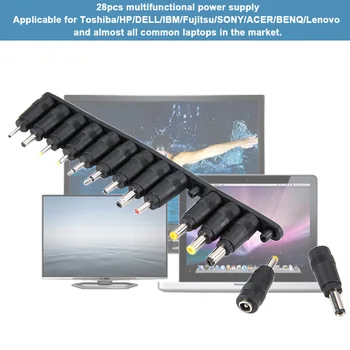 28PCS Multifuncționale, Notebook Laptop de Alimentare Adaptor Încărcător Conector DC 5.5 x 2.1 mm de sex feminin Universal Conector Negru