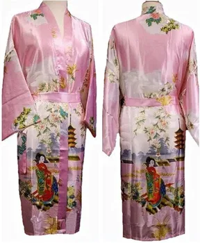 Transport gratuit Bleumarin Femeile din China, de Mătase Raionul Halat Kimono de Baie Rochie cămașă de noapte Marimea S M L XL XXL XXXL W2S002