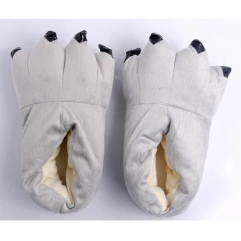 2019 Calde De Iarnă Pentru Femei Pantofi Moale Etaj Interior Papuci Femei Barbati Copii Dinozaur Laba Pantofi De Animale Amuzante De Craciun
