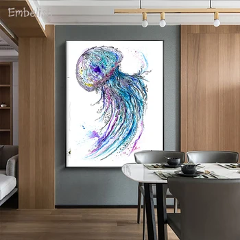 Înfrumusețează 1 Buc Acuarelă Pește Jeleu Modern Home Decor de Perete de Arta Imaginile Pentru Camera de zi HD Tablouri Canvas Postere Dormitor