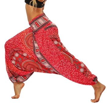 Talie Mare Pentru Femei Pantaloni De Yoga Roșu De Fitness Pantaloni Sport Palazzo Dot Jos India Stil Vintage Bloomers Liber Plage Pantaloni De Antrenament