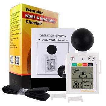 Wet Bulb Globe Temperatura WBGT + HI de Căldură Index Checker Stres Termic Metru w/ Alarmă Sonoră Periculos Indicator de Nivel