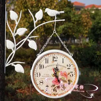 Stil European pastoral mut ceas de perete bird cadru ramură living fier față-verso ceas coreean ceas de perete rotund LX110413