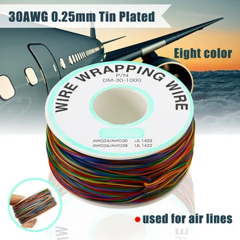 1 Rola Ambalaj Sârmă 30AWG 0,25 mm Staniu Placat cu Cupru Wire Wrapping Izolație de Cablu Conector 8 Culoare Cabluri Electrice Zbura prin Cablu