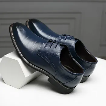 Noi sosesc mens pantofi de piele barbati pantofi rochie dantela sus Subliniat toe nunta petrecere de Afaceri 3 culori dimensiune mare Lux Oxfords