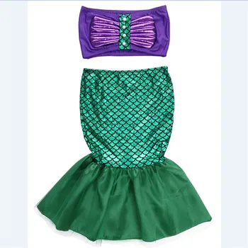Mica Printesa Ariel Dress little Mermaid Ariel printesa Cosplay Costum copii pentru Copii Pentru Fete de Lux Verde Rochie Sundress
