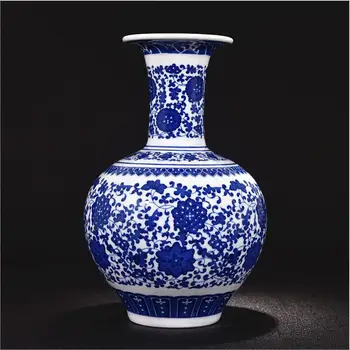 Antic Portelan Albastru și Alb Lotus Rezervor General de Ghimbir Borcane Mobilier Acasă Jingdezhen Ceramică Decor Vaza