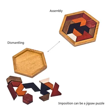 Puzzle-Uri Din Lemn Geometrice Monstruozitate Forma De Puzzle Din Lemn Jucării Tangram Puzzle Bord Montessori Învățământ Cadouri Pentru Copii Copii