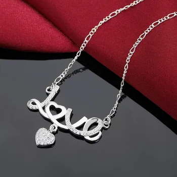 Nou Stil Colier Din Argint 925 În Formă De Inimă, Dragoste Colier Pentru Femei Nunta Bijuterii Cadou