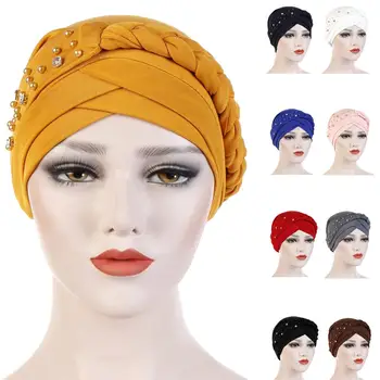 Femei Lady Margele Musulman Panglica Cap Turban Folie De Acoperire Cancer Chimioterapie Islamice Arabe Capac Pălărie Pierderea Parului Capota Căciuli De Moda