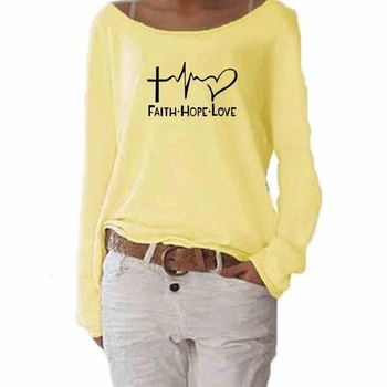 Noua Moda T-Shirt Pentru Femei, Credința, Speranța Scrisori De Dragoste De Imprimare De Culoare Solidă Tricot T-Shirt Femei Topuri Tumblr Amuzant Vara Plus Dimensiune