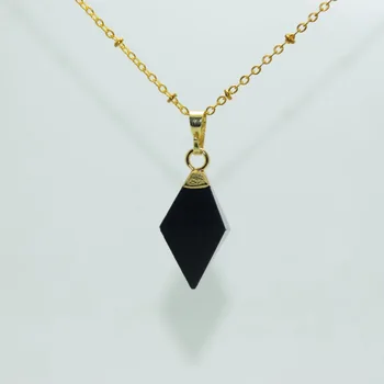 5pc Indian Bijuterii Piramidă de Piatră Pandantiv Fatetate de cristal de cuarț de aur punctul femei Negru Obsidian vindecare colier pandantiv famale