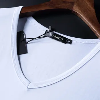 Noi 2021 Moda de Înaltă Calitate Maneca Scurta Barbati tricou de Culoare Solidă Bumbac Casual V-Neck Barbati tricou Barbat Topuri Tee de Dimensiuni Mari 5XL