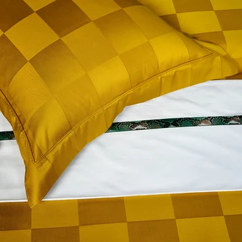 600TC lenjerie de pat din Bumbac carouri de pat din satin galben bedcover plapuma fata de perna set de lenjerie de Pat Set
