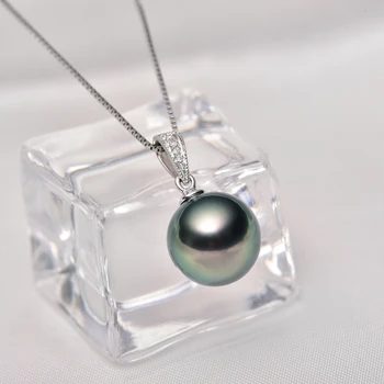 [YS] de Lux, Aur Alb de 18K Pandantiv cu Diamante Naturale Negru Tahitian Pearl Pandantiv