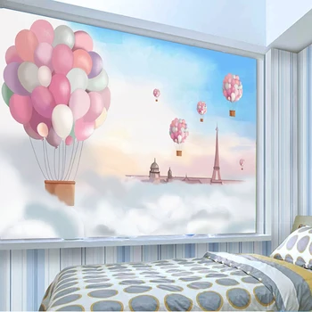 Fotografie Tapet 3D de Desene animate Balon de Culoare Cer Albastru Tapet Mural Camera Copil Peisaj Murală Decor Acasă Papel De Parede Infantil