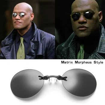 Matrix Morpheus Rotund fără ramă de ochelari de Soare Cosplay Recuzită Bărbați Clasic Clemă de Nas Ochelari de soare Mini Fara rama de Design de Brand de Ochelari
