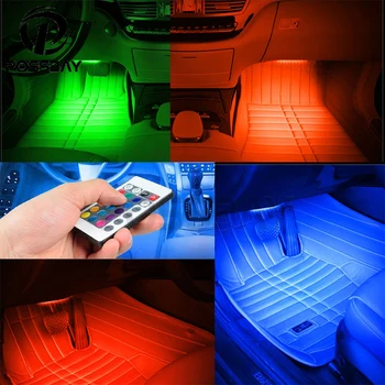 POSSBAY Universal Mașină de Lumina RGB LED Strip Lumini Decor Atmosfera Lampă fără Fir la Distanță de Muzică Control Vocal Decor Interior