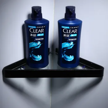 Balck Baie De Sticlă Raft Metalic Duș Rafturi De Depozitare Cosmetice Șampon Raft Agățat De Perete Baie Gadget-Uri De Duș Organizator