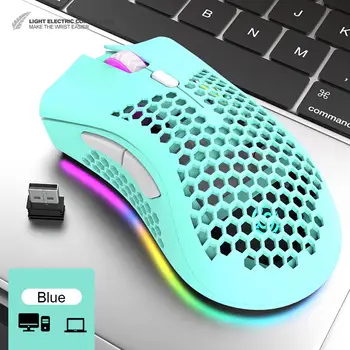 FIERBINTE BM600 2.4 GHz Wireless Mouse USB Reîncărcabilă 1600DPI Reglabil Gol Afară de Fagure de miere RGB Mouse Optic Gamer Soareci Pentru PC