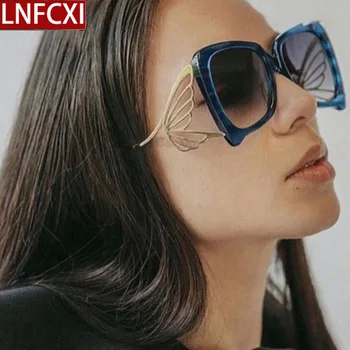 LNFCXI mai Noi Supradimensionate Pătrat de Moda Fluture Elegant ochelari de Soare Femei Nuante UV400 Ochelari de sex Feminin de sex Masculin Ouclos De Sol