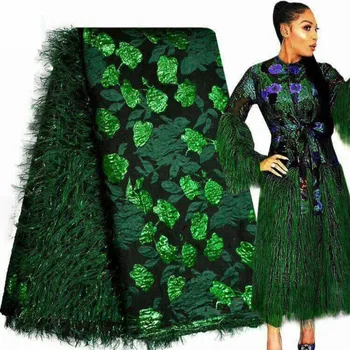 Culoare verde African Brocart Dantela de Inalta Calitate Jacquard Dantela Nigerian Tul Plasă de Dantelă franceză Net Dantela pentru Femei Nuntă APW2915B