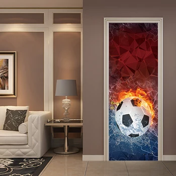 Efect 3D Colorat Fotbal Impermeabil Ușă Detașabilă Tapet Autocolant PVC Poster Autocolant Camera de zi Dormitor Decor Acasă