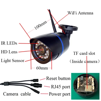 WiFi 2MP 1080P Audio HD Camera IP Wireless de Interior, Exterior Impermeabil Glonț CCTV Camera Onvif de Supraveghere de Securitate CCTV aparat de Fotografiat