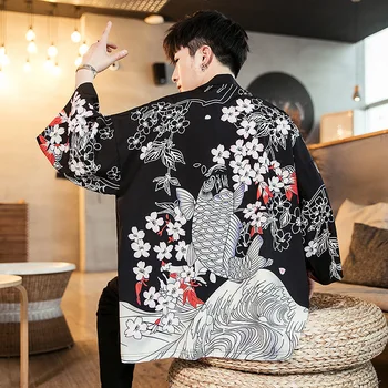 #4213 Lenjerie de pat din Bumbac Kimono Camasa Barbati Plus Dimensiune 4XL 5XL 3D Imprimate Kimono Cardigan Vintage sex Masculin Liber Japoneză Streetwear Hip Hop