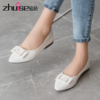 ZHUISE pantofi pentru Femei toamna anului 2020 nou brevet piele de versatil superficial gura piele rosu coreean tv cu talpă moale pantofi