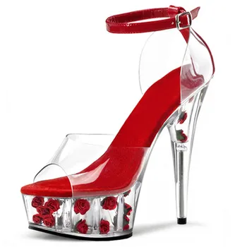 Manual Stiletto Noua Moda Pantofi pentru Femeie Sandale Crescut în Interior PVC Toc Subțire Glezna, Catarama Mozaic Tocuri inalte Pantofi de Nunta