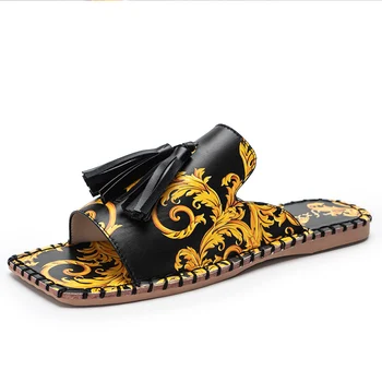2021 Plat Papuci pentru Femei Fashion Ciucuri Pantofi de Vara pentru Femeie Etnice Epocă Catâri Slide-uri în aer liber Designer Papuci