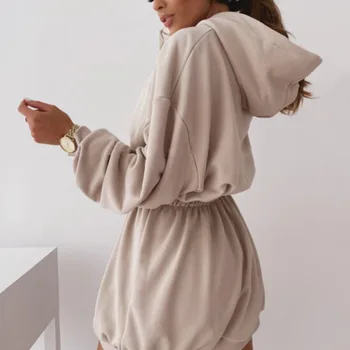 Femei Toamna Cu Maneci Lungi Buzunar Pulover Cu Glugă Topuri Hanorace Jachete Lungi Talie Elastic Feminino Tricoul Noua Moda 2020