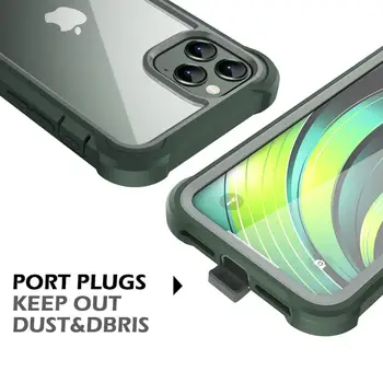 2 în 1 Hard transparent Caz pentru iPhone 11 Pro Acoperă cu economizor de ecran de 360 complet capacul de protecție Impermeabil Anti-toamna Caz